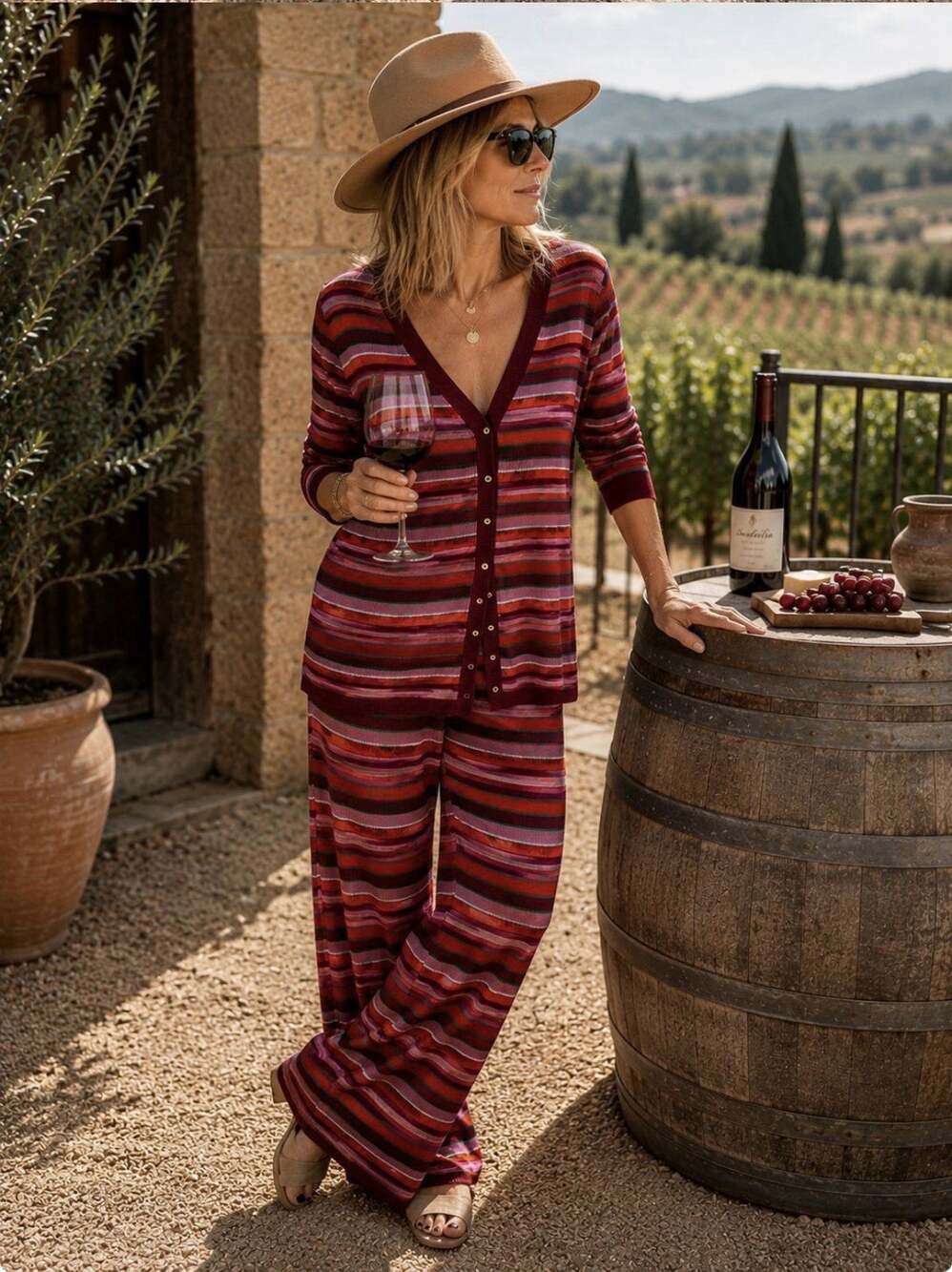 Zara Knit Metallic Striped 2 Piece Set Cardigan Palazzo Pants Y2K (M L READ)